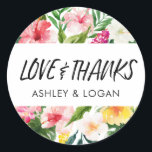 Tropical Leaves Wedding Thank You Favour Sticker<br><div class="desc">Tropical Leaves Monogram Thank You Favour Sticker</div>