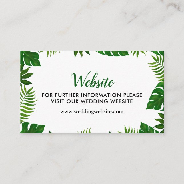 Tropical Leaves | Wedding Website Enclosure Card (Front)
