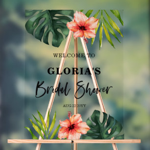 Tropical Leaves Wedding Welcome Acrylic Sign