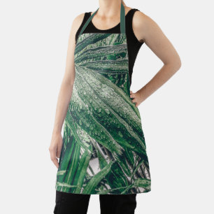 Tropical Leaves with Raindrops Apron