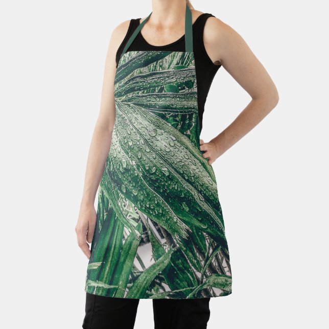 Tropical Leaves with Raindrops Apron (Insitu)