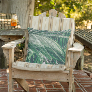 Tropical Leaves with Raindrops Cushion