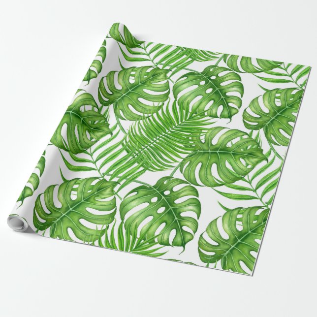 Tropical leaves wrapping paper (Unrolled)