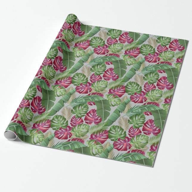 Tropical Leaves Wrapping Paper (Unrolled)