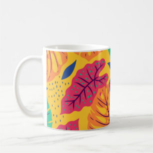 Tropical leaves: yellow background vintage graphic coffee mug