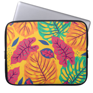 Tropical leaves: yellow background vintage graphic laptop sleeve