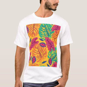 Tropical leaves: yellow background vintage graphic T-Shirt