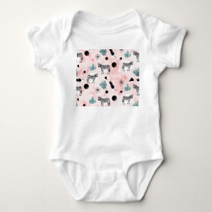 Tropical Leaves Zebras Tie-Dye Pattern Baby Bodysuit