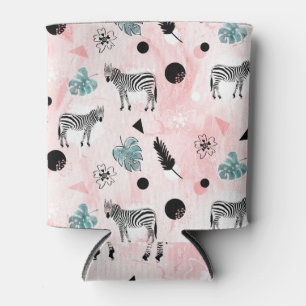 Tropical Leaves Zebras Tie-Dye Pattern Can Cooler