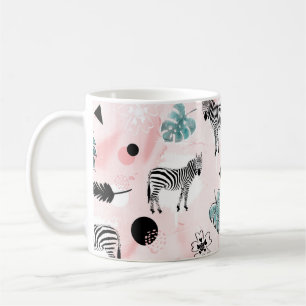 Tropical Leaves Zebras Tie-Dye Pattern Coffee Mug