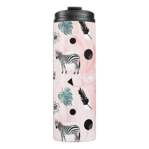 Tropical Leaves Zebras Tie-Dye Pattern Thermal Tumbler