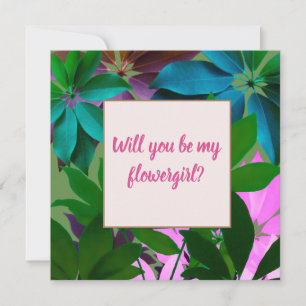 Tropical leavse, Will you be my flowergirl card