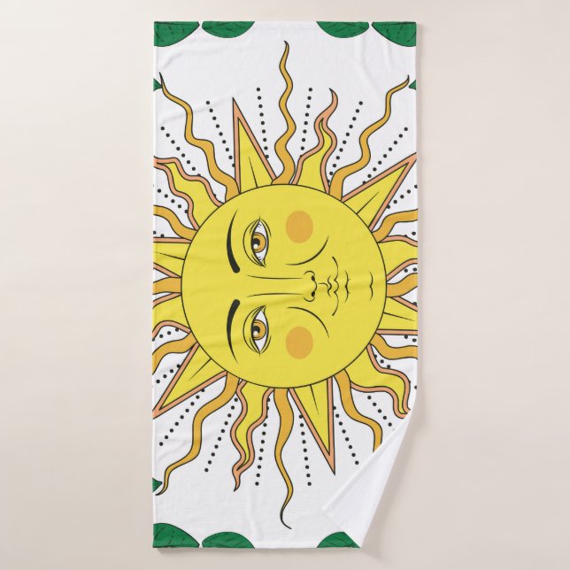 Tropical Lemon Fruits, Sun Face. Bath Towel (Bath Towel)