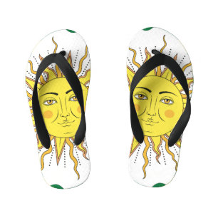 Tropical Lemon Fruits, Sun Face. Kid's Thongs