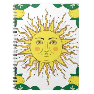 Tropical Lemon Fruits, Sun Face. Notebook
