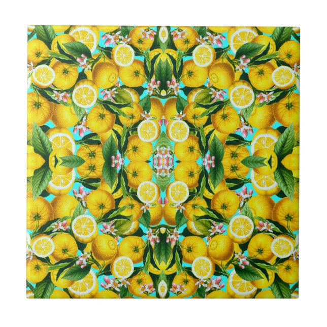 TROPICAL LEMONS CERAMIC TILE (Front)