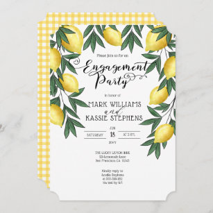 Tropical Lemons   Country Checks Engagement Party  Invitation