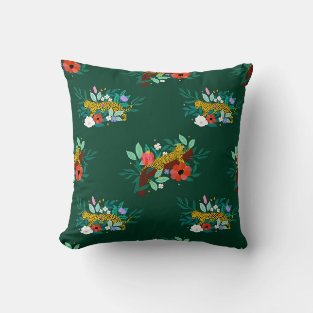 Tropical Leopard Elegance Cushion (Front)