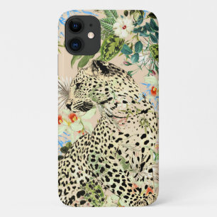 Tropical leopard print floral Hawaiian iPhone 11 Case