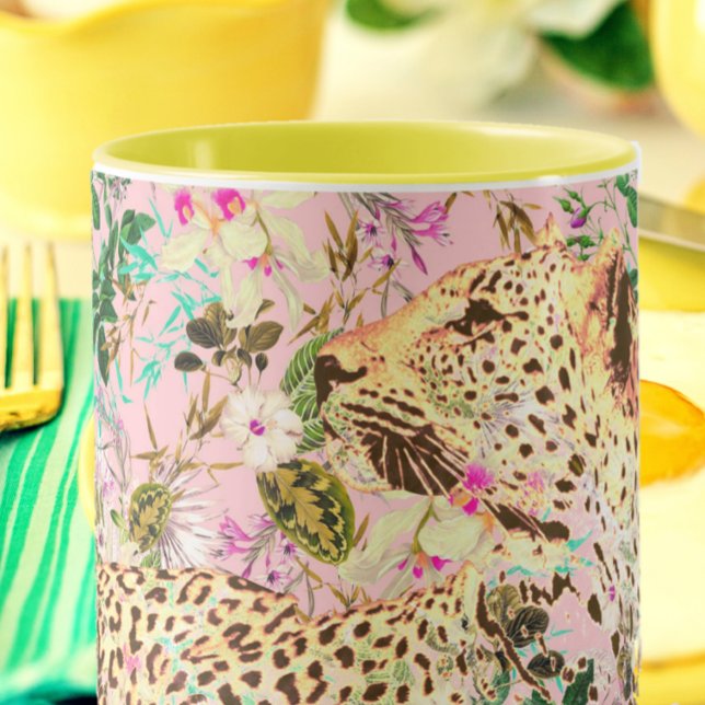 Tropical leopard print floral Hawaiian  Mug (Creator Uploaded)