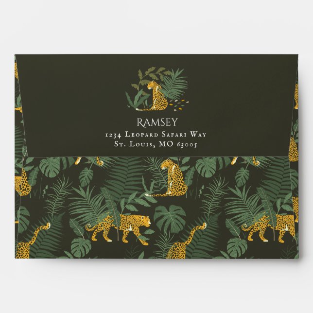Tropical Leopard Print Return Address Envelope (Back (Top Flap))