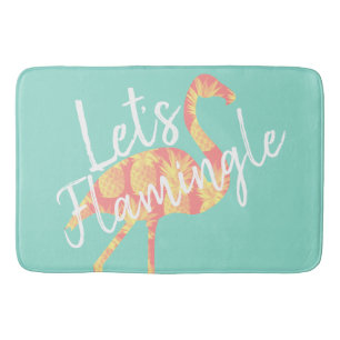 Tropical Let's Flamingle Flamingo & Pineapples Bath Mat