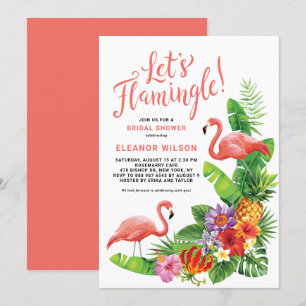 Tropical Let's Flamingle Summer Bridal Shower Invitation