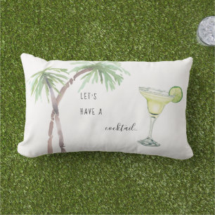  Tropical Let's Have a Cocktail Margarita Outdoor Lumbar Cushion