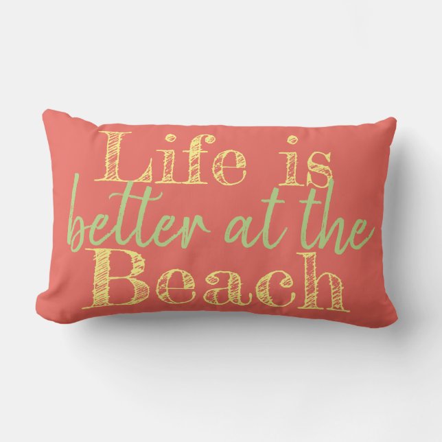 tropical LIFE IS BETTER AT THE BEACH | Lumbar Cushion (Front)