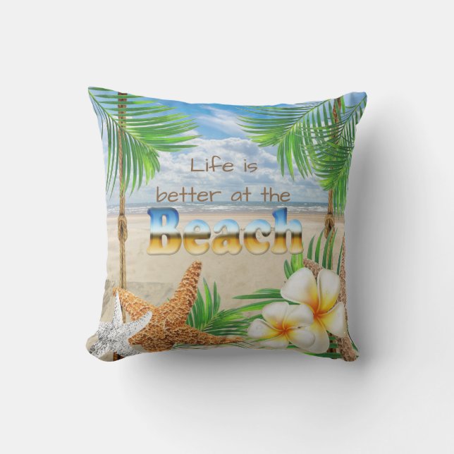 Tropical Life is Better at the Beach Outdoor Cushion (Front)