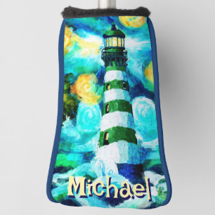 Tropical Lighthouse Coastal Nautical Personalised Golf Head Cover
