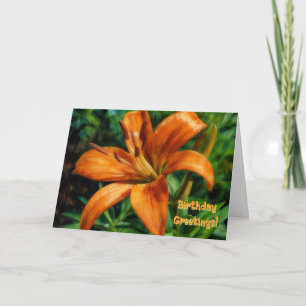Tropical Lily Orange Flower Pretty Birthday Card