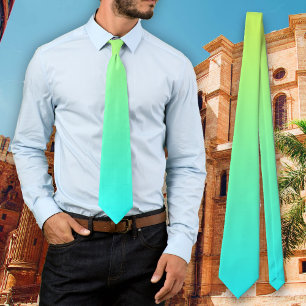 Tropical Lime Aqua Gradient Colours Tie