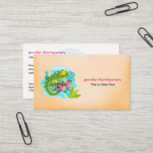 Tropical Lizard with Flowers Business Card