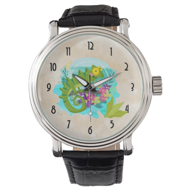 Tropical Lizard with Flowers Watch (Front)