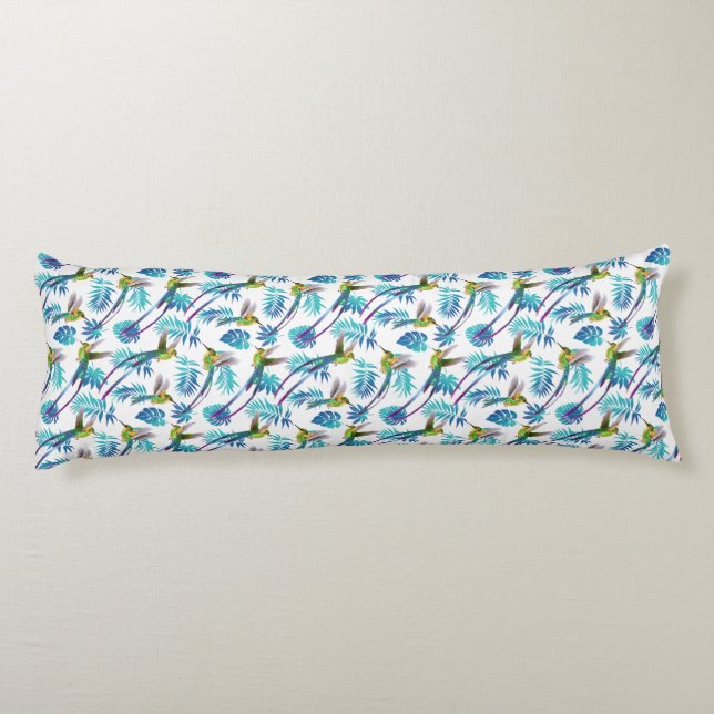 Tropical Long Tail Hummingbirds Body Cushion (Back)