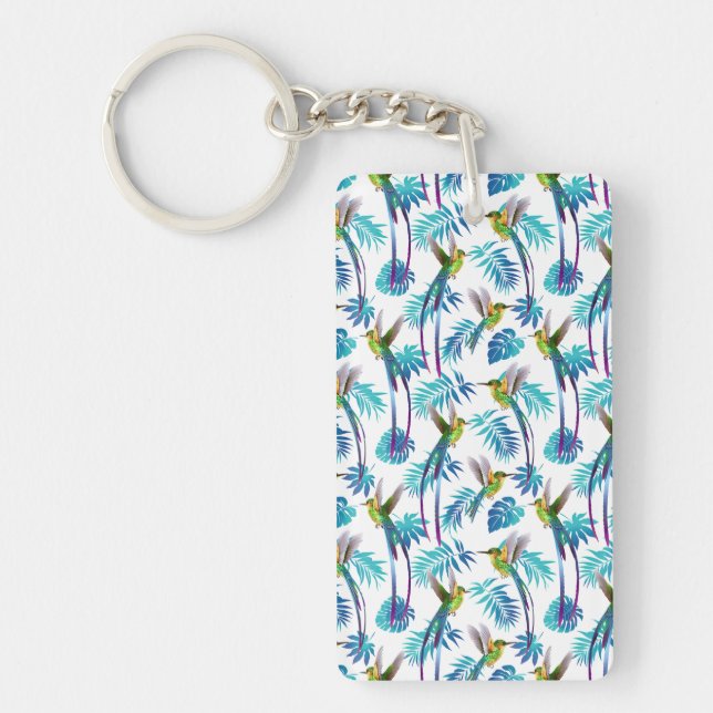 Tropical Long Tail Hummingbirds Key Ring (Front)