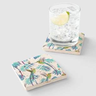 Tropical Long Tail Hummingbirds Stone Coaster