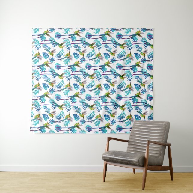 Tropical Long Tail Hummingbirds Tapestry (In Situ (Horizontal))