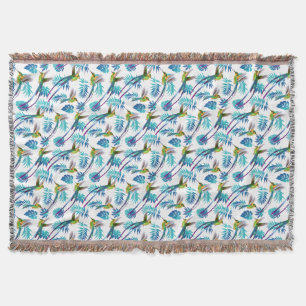 Tropical Long Tail Hummingbirds Throw Blanket