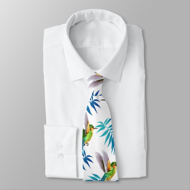 Tropical Long Tail Hummingbirds Tie (Tied)