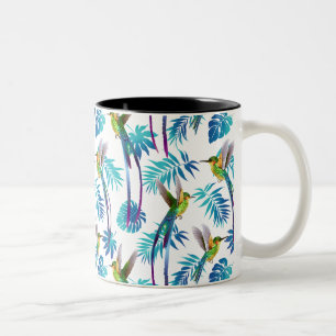 Tropical Long Tail Hummingbirds Two-Tone Coffee Mug