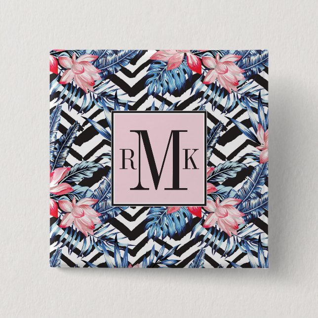 Tropical Lotus Flower Pattern 15 Cm Square Badge (Front)