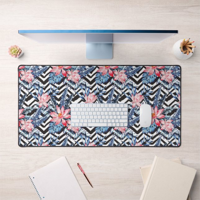 Tropical Lotus Flower Pattern 2 Desk Mat (Office 1)