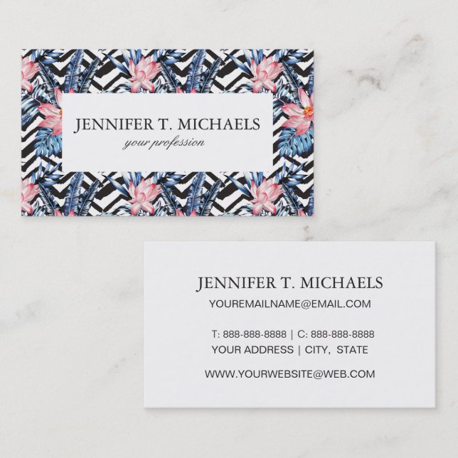 Tropical Lotus Flower Pattern Business Card (Front/Back)