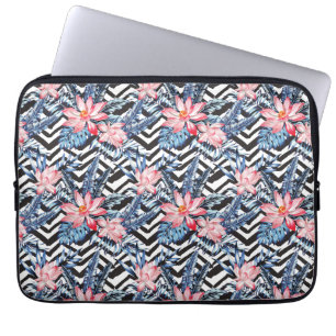 Tropical Lotus Flower Pattern Laptop Sleeve