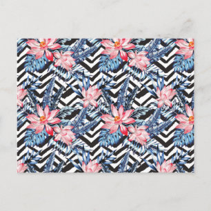 Tropical Lotus Flower Pattern Postcard