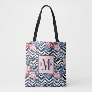 Tropical Lotus Flower Pattern Tote Bag