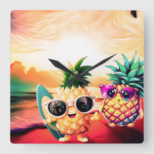 TROPICAL LOVE AT DAWN SQUARE WALL CLOCK
