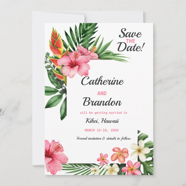 Tropical  Love Beach Destination Save The Date (Front)